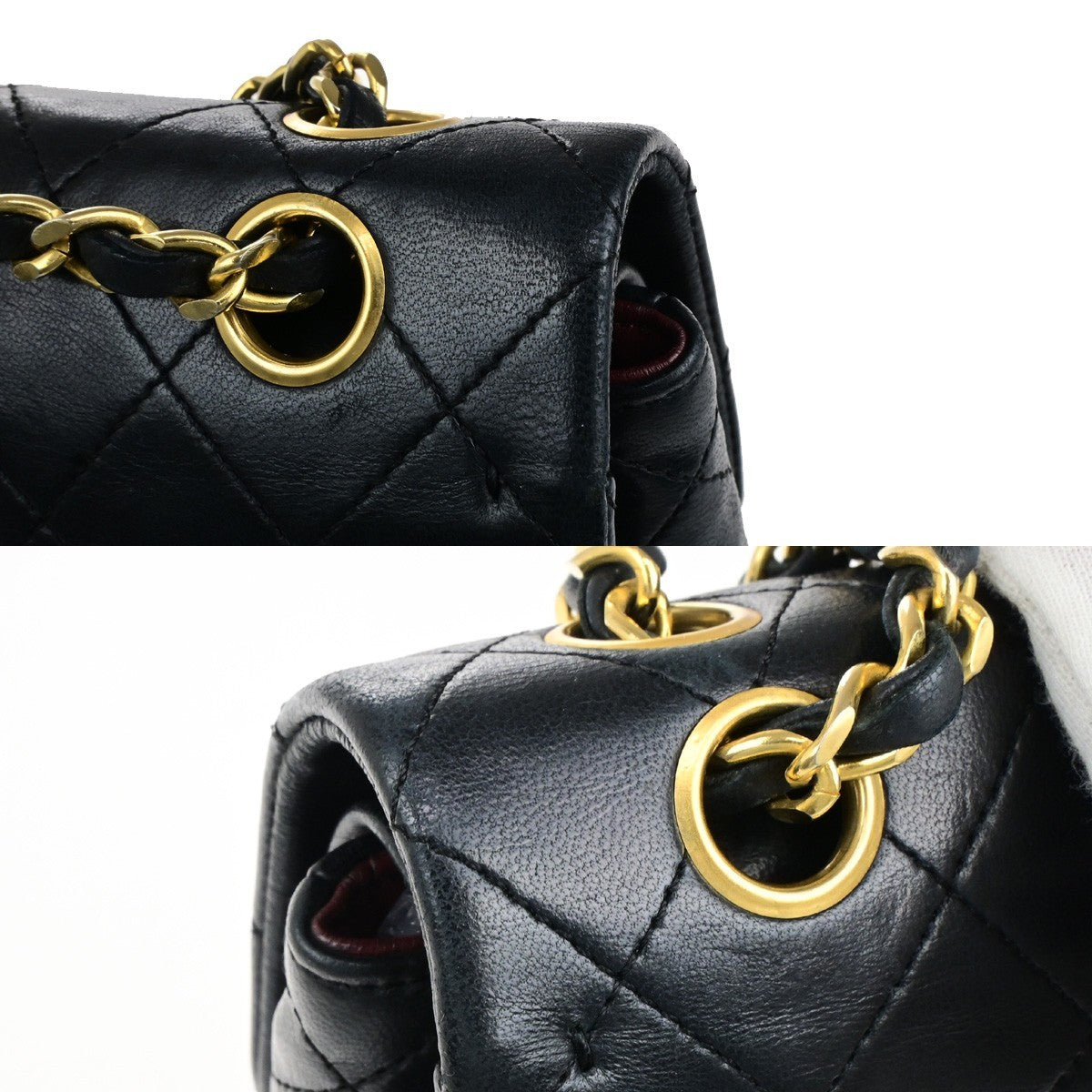 CHANEL CC Matelasse 23 Double Flap Chain Shoulder Bag Leather Black GHW 396RK815
