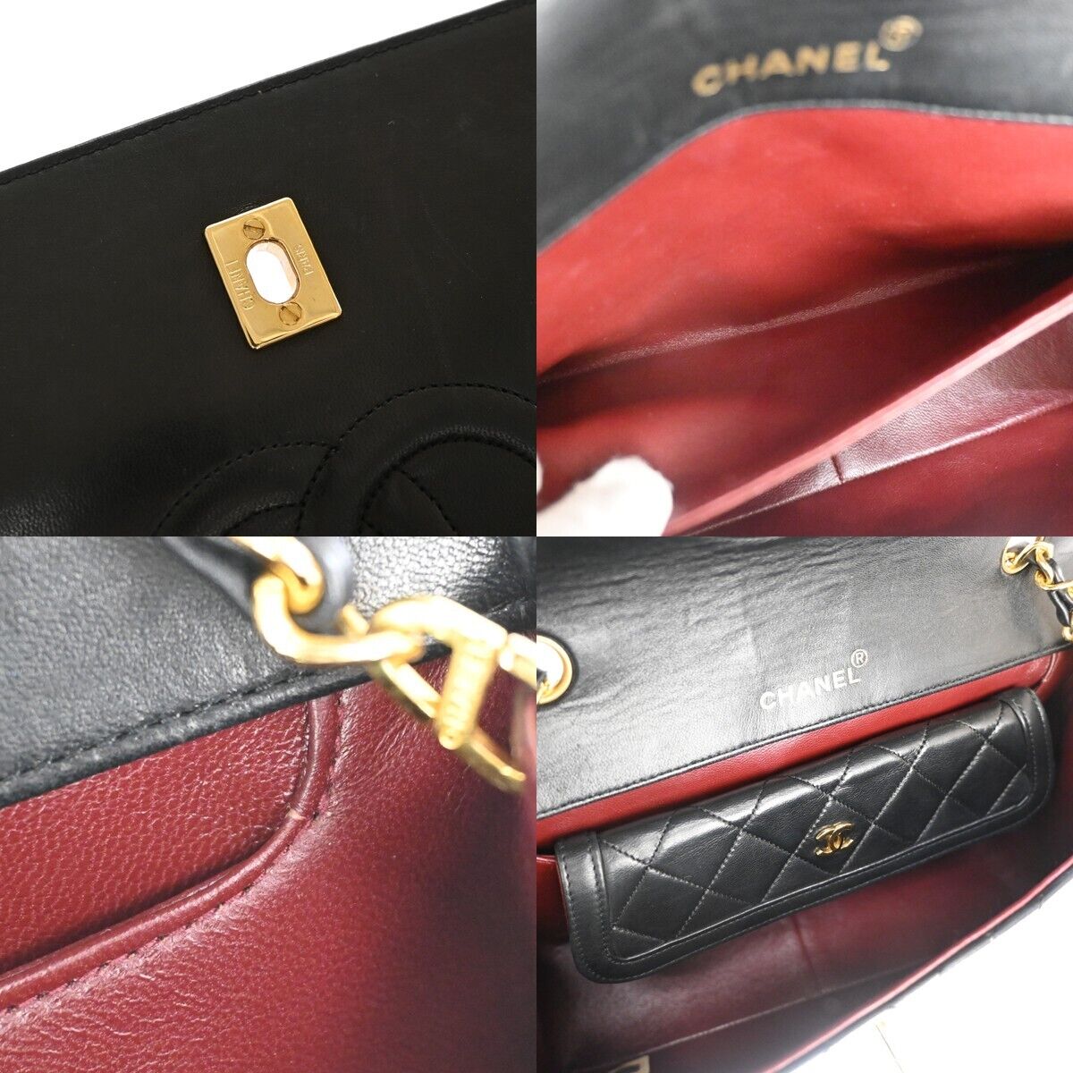 CHANEL CC Matelasse Chain Shoulder Bag Pouch Leather Black GHW Vintage 731RJ053