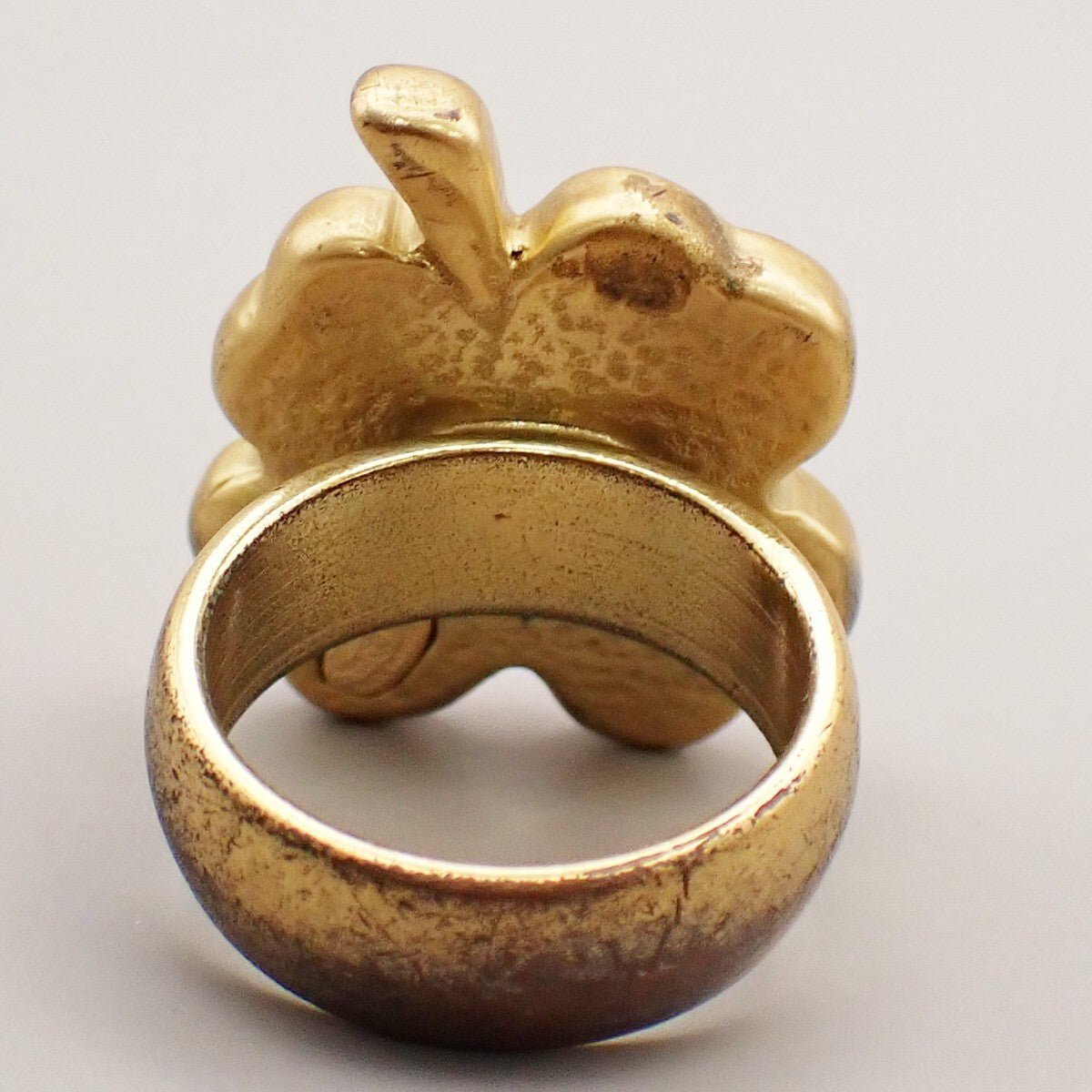 CHANEL Logo Clover Ring 03P Pink Gold-Plated Plastic France Accessory 04RL130