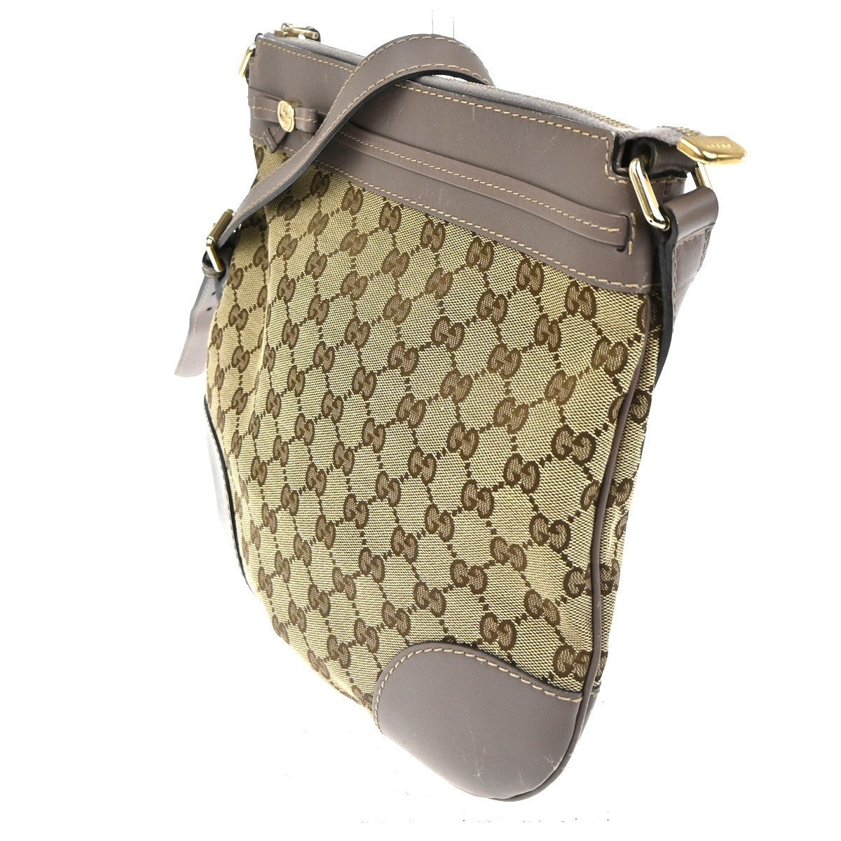 GUCCI Mayfair Shoulder Tote Bag GG Canvas Leather Beige Purple GHW Italy 31TA587