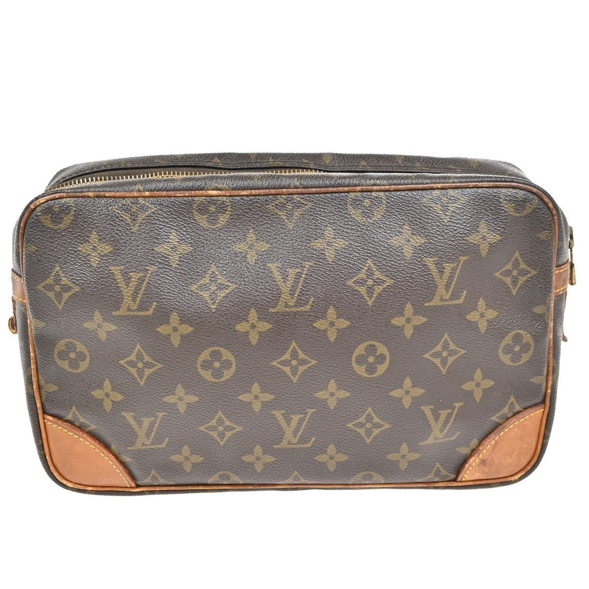 LOUIS VUITTON Compiegne 28 Clutch Bag Monogram Leather Brown GHW M51845 65KC584