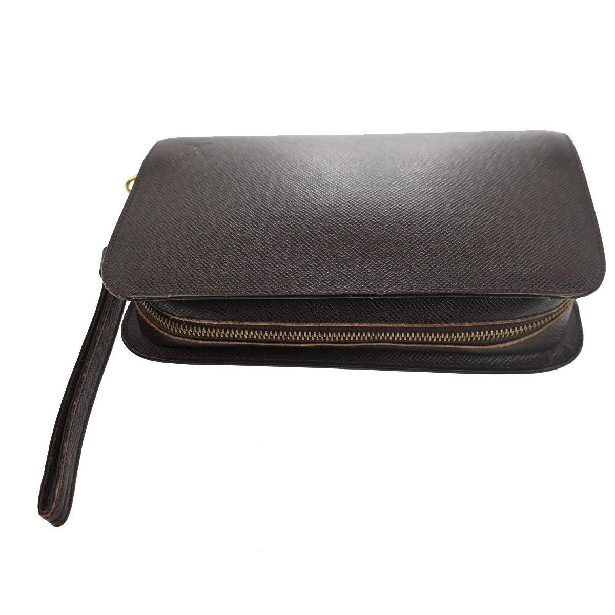LOUIS VUITTON Baikal Clutch Hand Bag Taiga Leather Acajou France M30186 02MA157