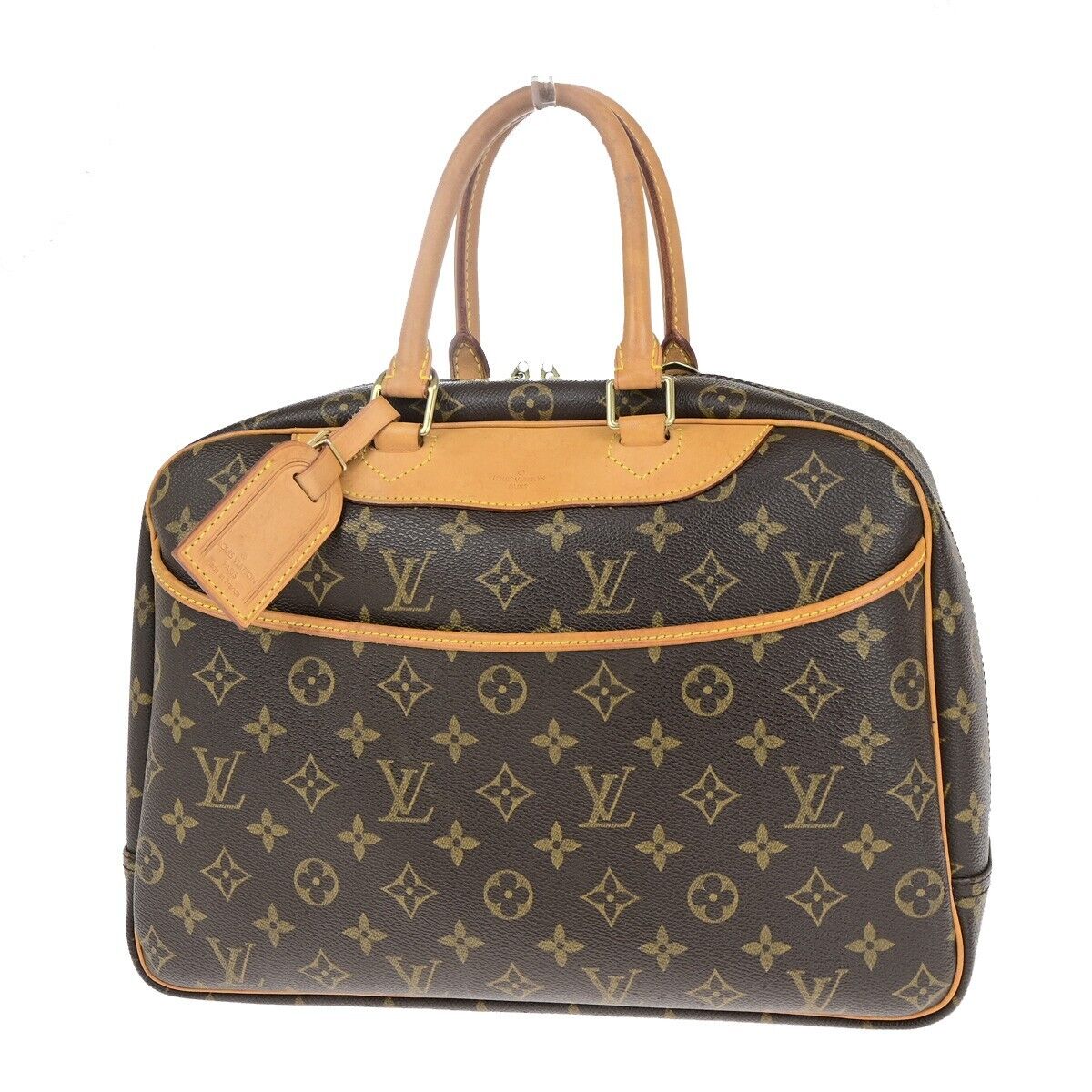 LOUIS VUITTON LV Logo Deauville Hand Bag Monogram Leather Brown M47270 89FB067