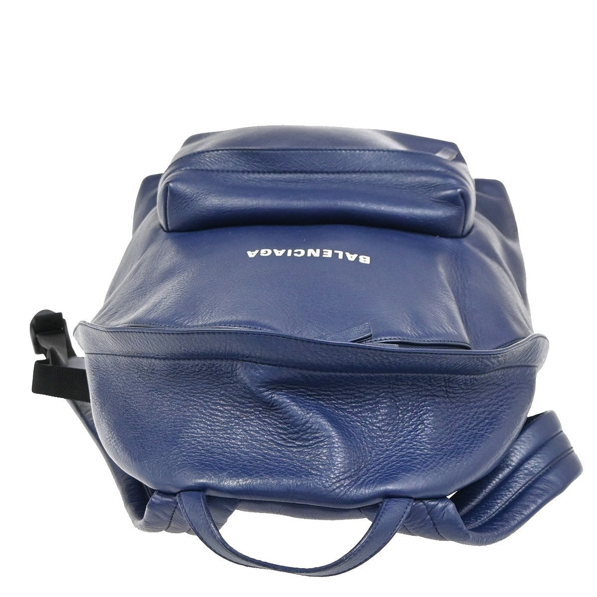 BALENCIAGA Logo Everyday Backpack Adjustable Strap Leather Blue Italy 12ZA253