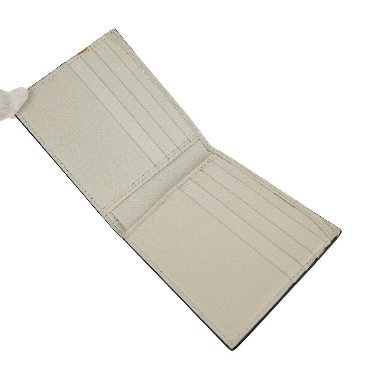 GUCCI Logo Bifold Wallet Purse Leather White Made in Italy 31KA235