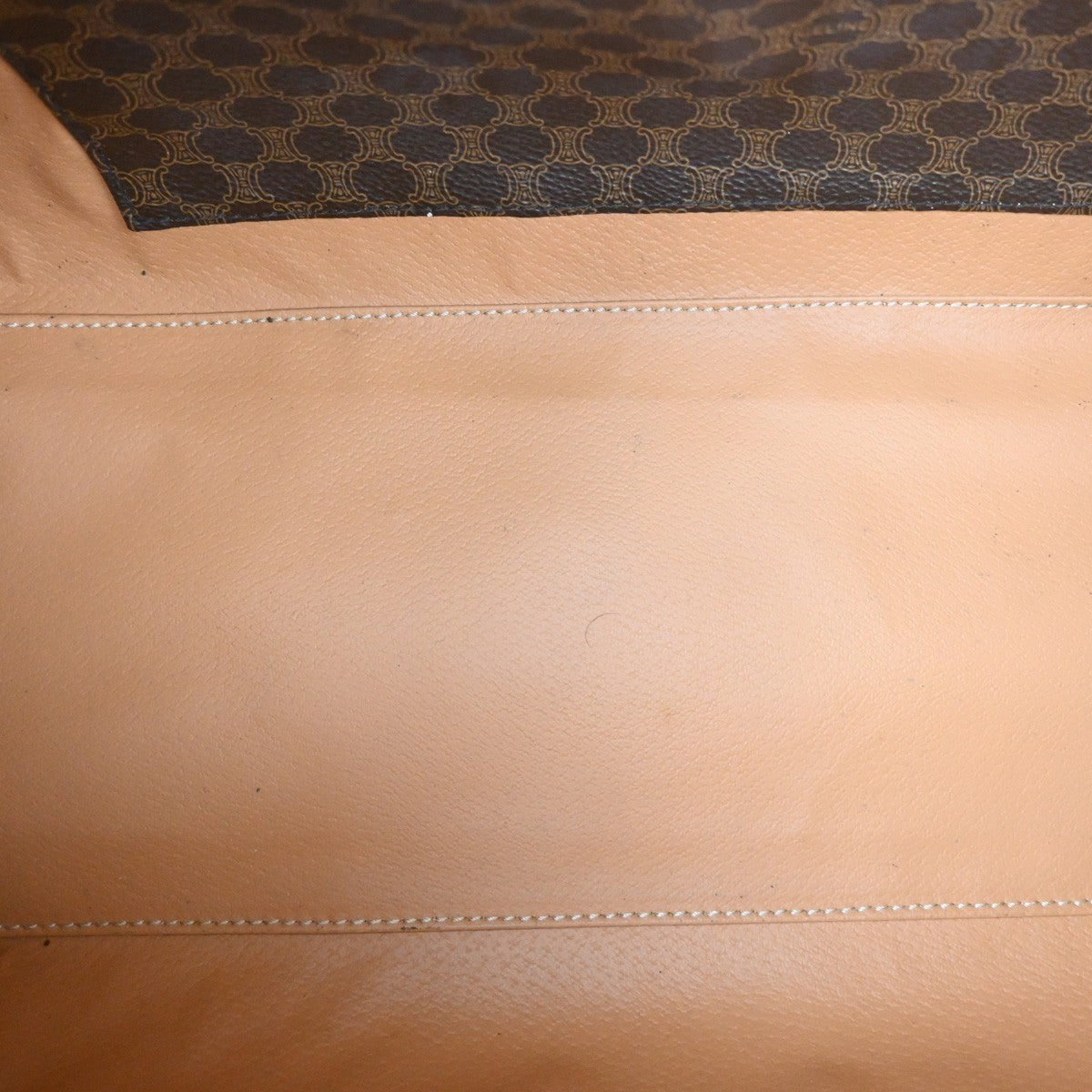 CELINE Logo Macadam Pattern Travel Hand Boston Bag PVC Leather Brown 38KC411