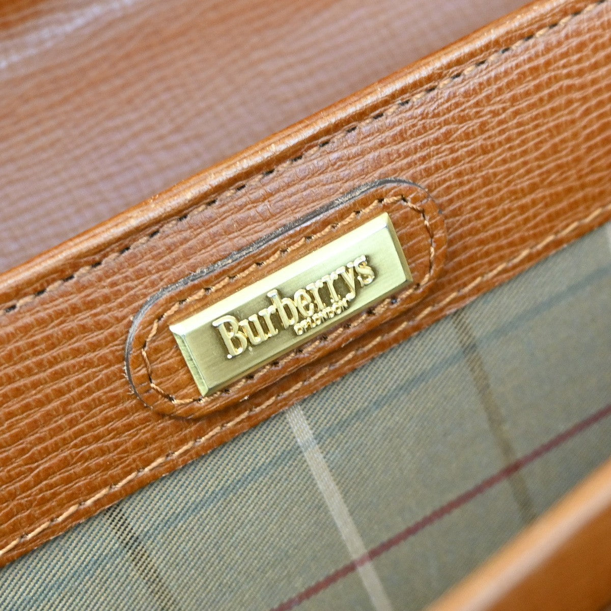 Burberrys Logo Business Briefcase Hand Bag Leather Brown GHW 09YH813