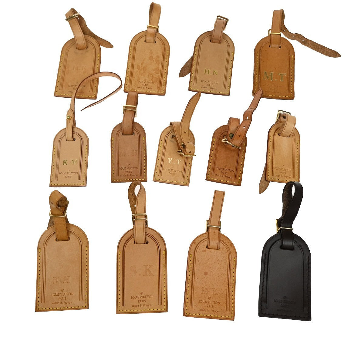 LOUIS VUITTON Logo 13 Set Name Luggage Tag Leather Brown Bag Accessory 09EE322