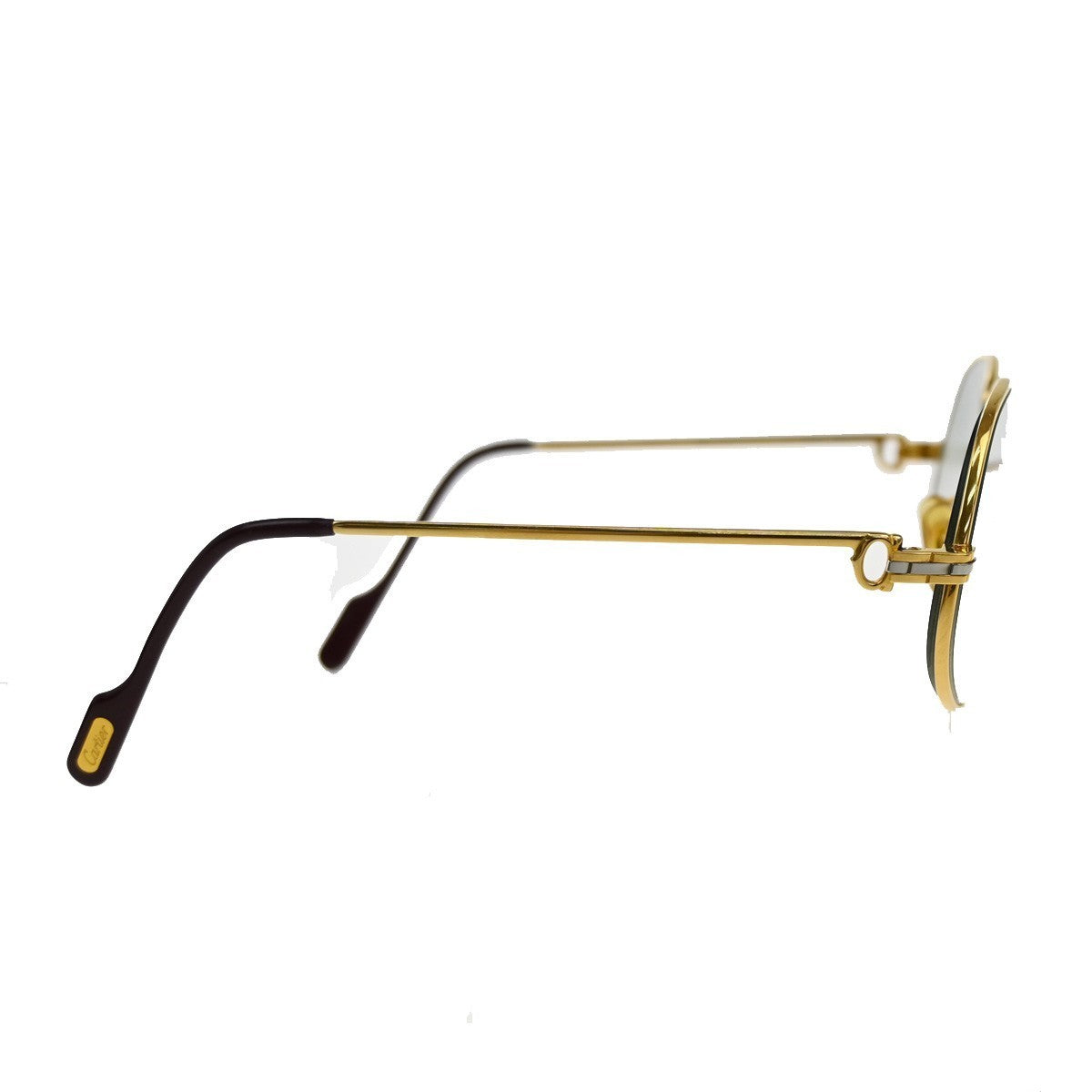 CARTIER Logo Trinity Reading Glasses Eye Wear Metal Plastic Gold France 80RF624