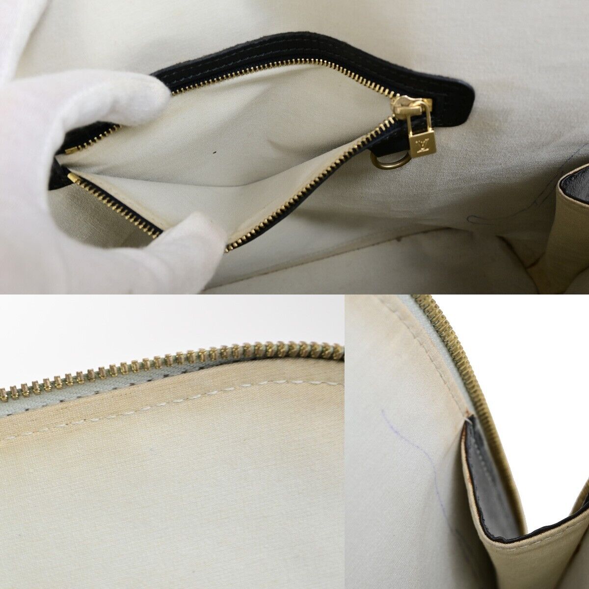 LOUIS VUITTON Logo Alma Haut Hand Bag Monogram Mini Canvas Blue M92202 31FB318