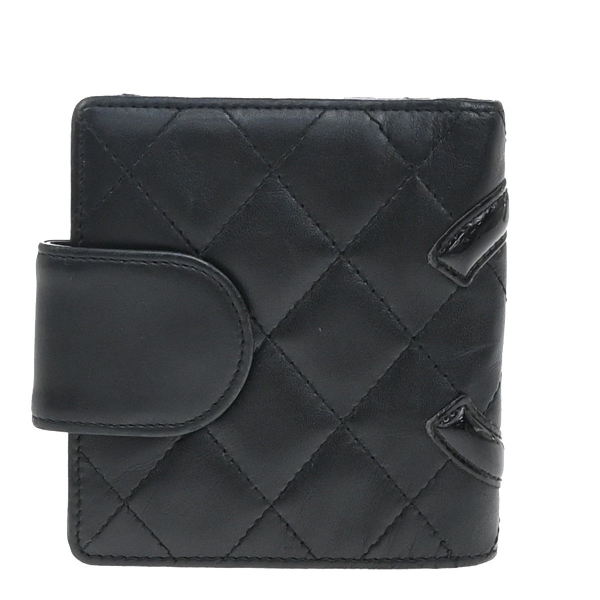 CHANEL CC Logo Cambon Bifold Wallet Leather Black Pink France 30KP049