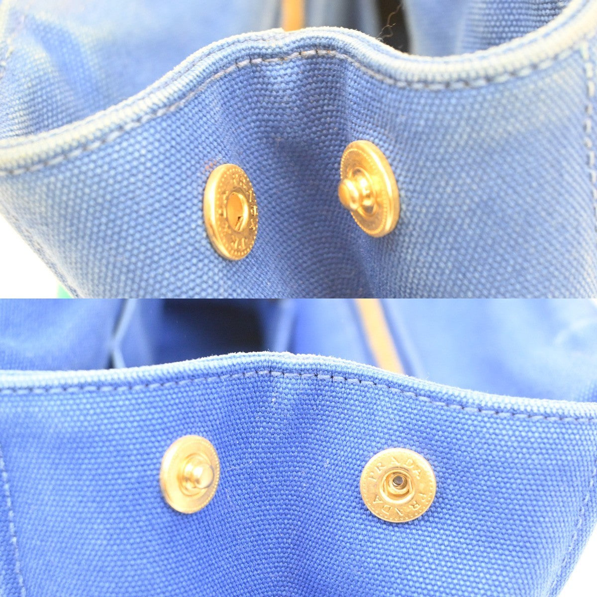 PRADA Logo CANAPA Mini Hand Bag Canvas Leather Blue GN GHW 61CB055