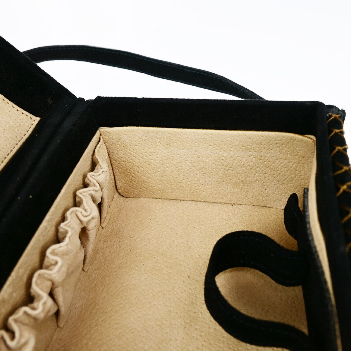 FENDI Logo 2Way Vanity Shoulder Hand Bag Suede Leather Black GHW Italy 10RK596