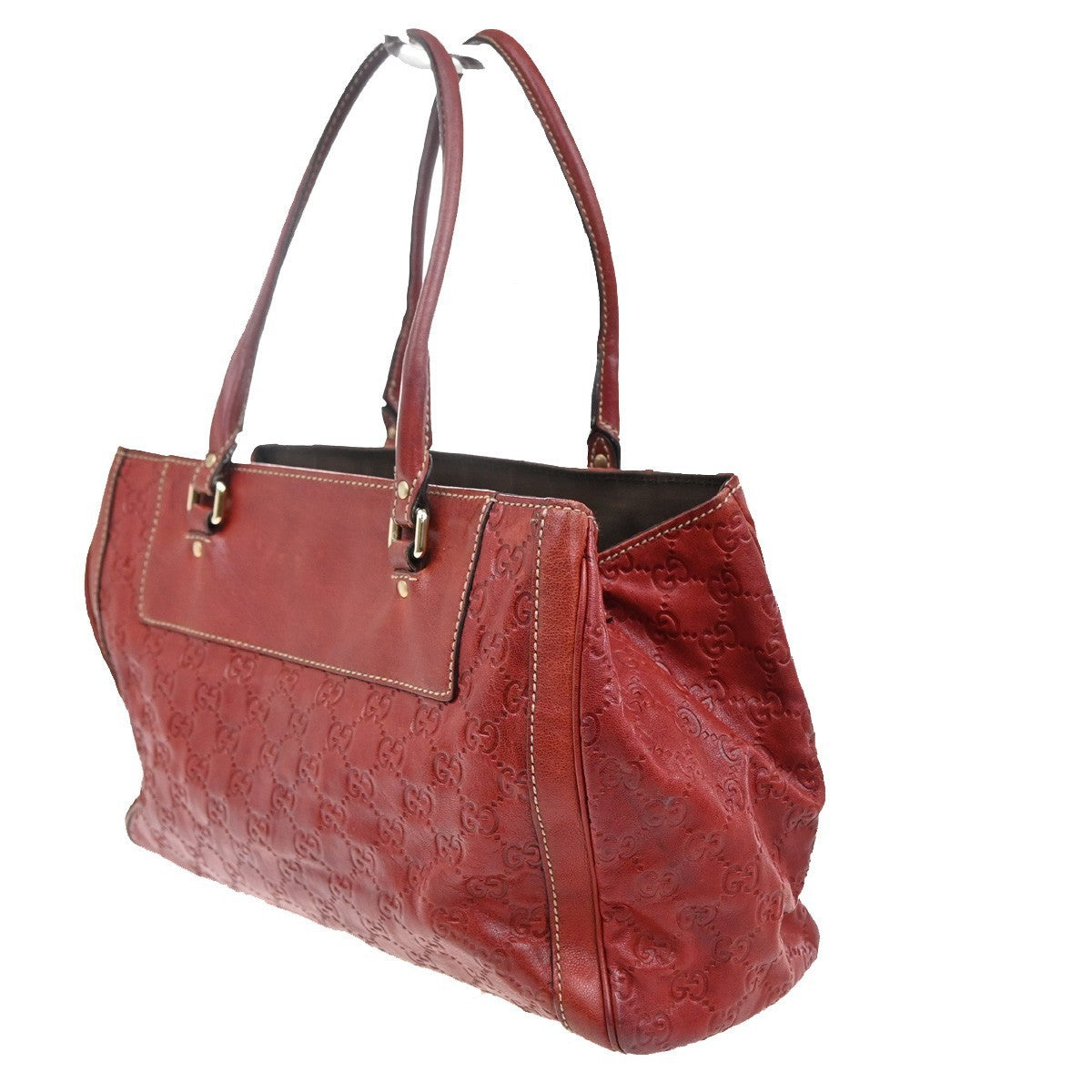 GUCCI Guccisima Hand Bag Leather Flower Motif Red GHW Italy 33MA090