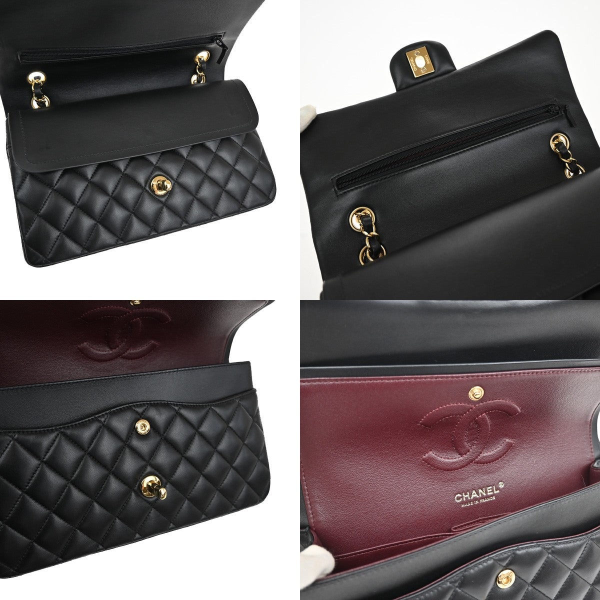 CHANEL CC Matelasse 25 Double Flap Chain Shoulder Bag Leather Black GHW 535LC540
