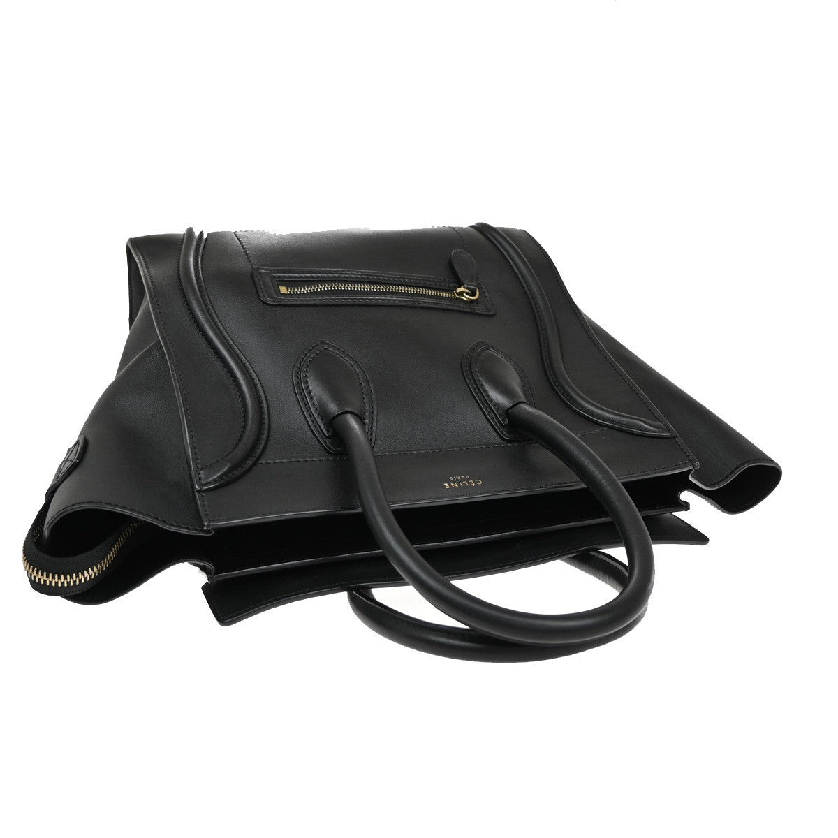 CELINE Logo Luggage Phantom Large Hand Tote Bag Leather Black Italy 667RF549
