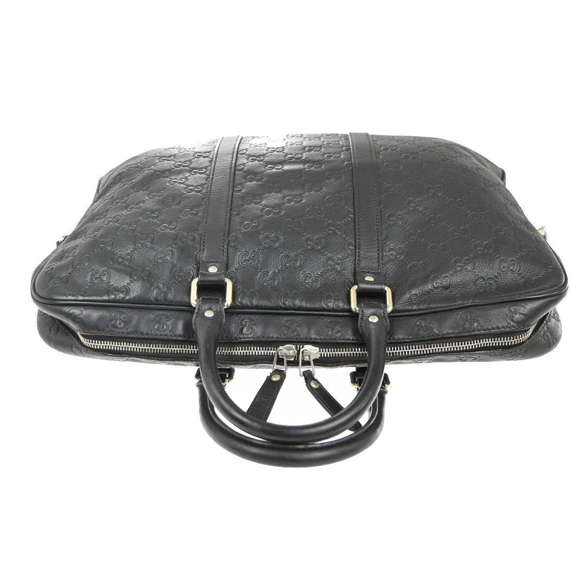 GUCCI GG Logo Guccissima Hand Bag Embossed Leather Brown GHW Italy 36ZA199