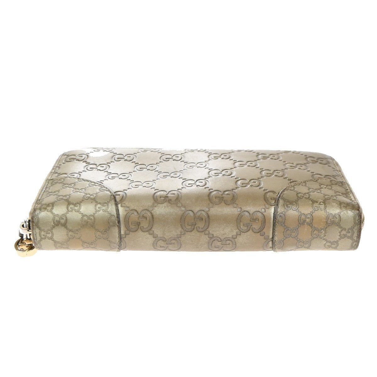 GUCCI Logo Guccissima GG Pattern Long Zipper Wallet Leather Beige GHW 09KP533