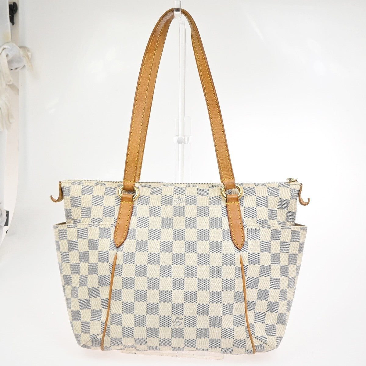 LOUIS VUITTON Totally PM Shoulder Bag Damier Azur Leather White N51261 15KC602
