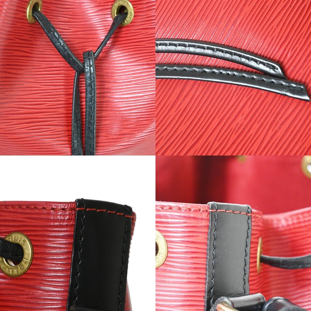 LOUIS VUITTON Bicolor Petit Noe Drawstring Shoulder Bag Epi RD BK M44172 34YD224