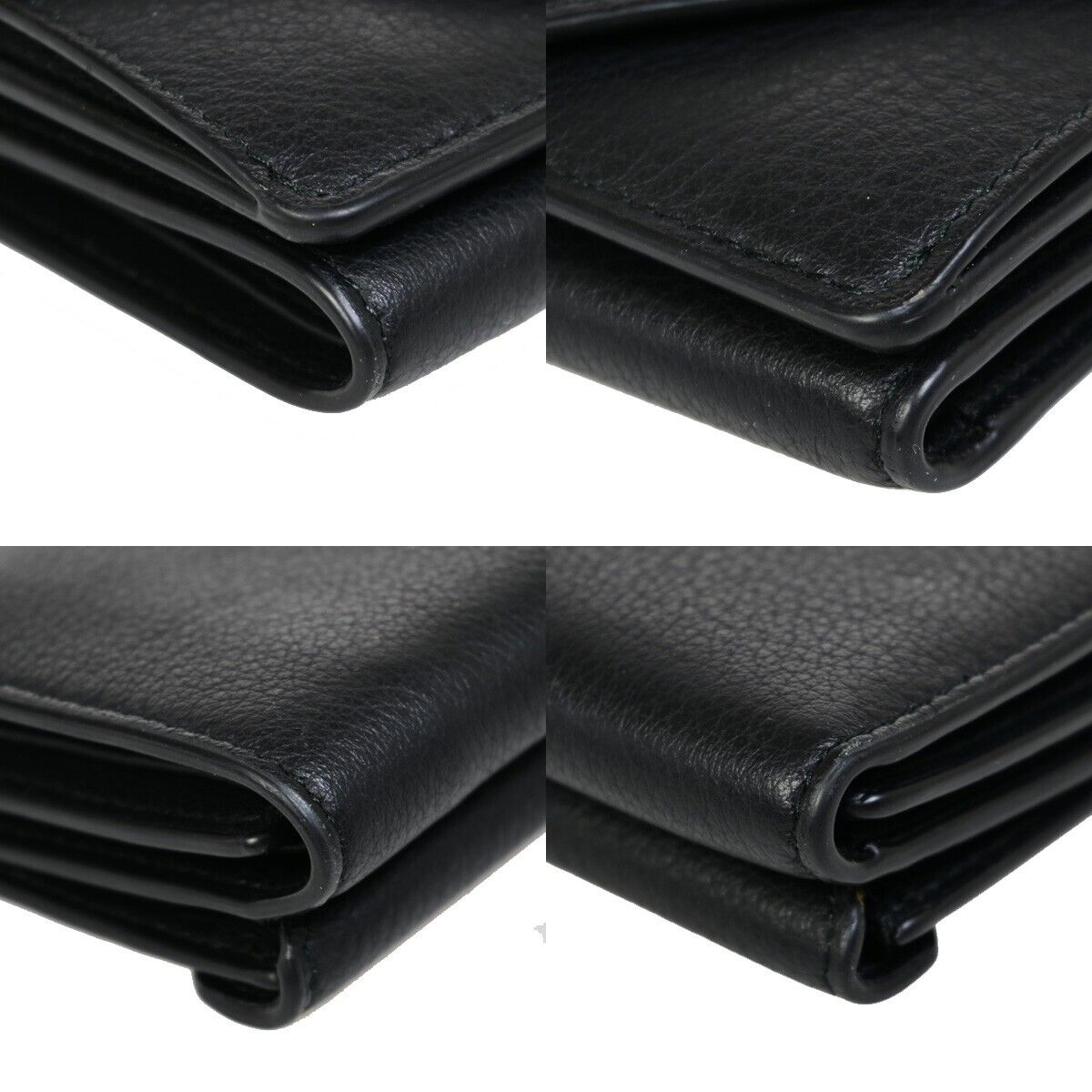BALENCIAGA Logo Trifold Mini Paper Wallet Leather Black Italy 62KA374