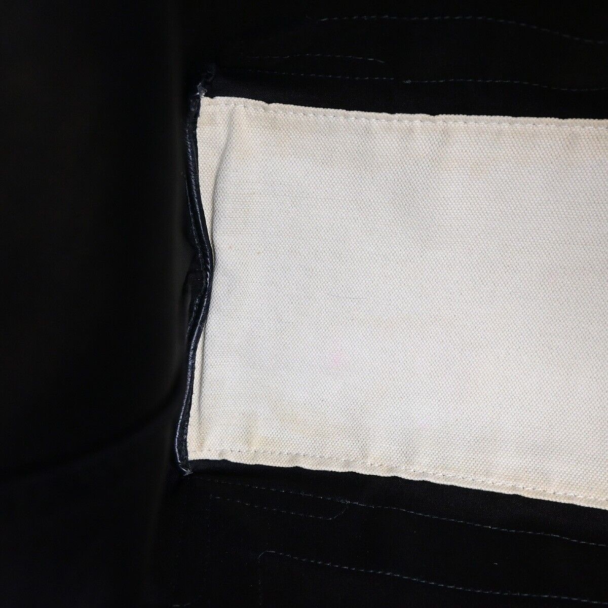 BALENCIAGA Navy Cabas M Shoulder Hand Bag Canvas Leather Ivory Black 37FB060