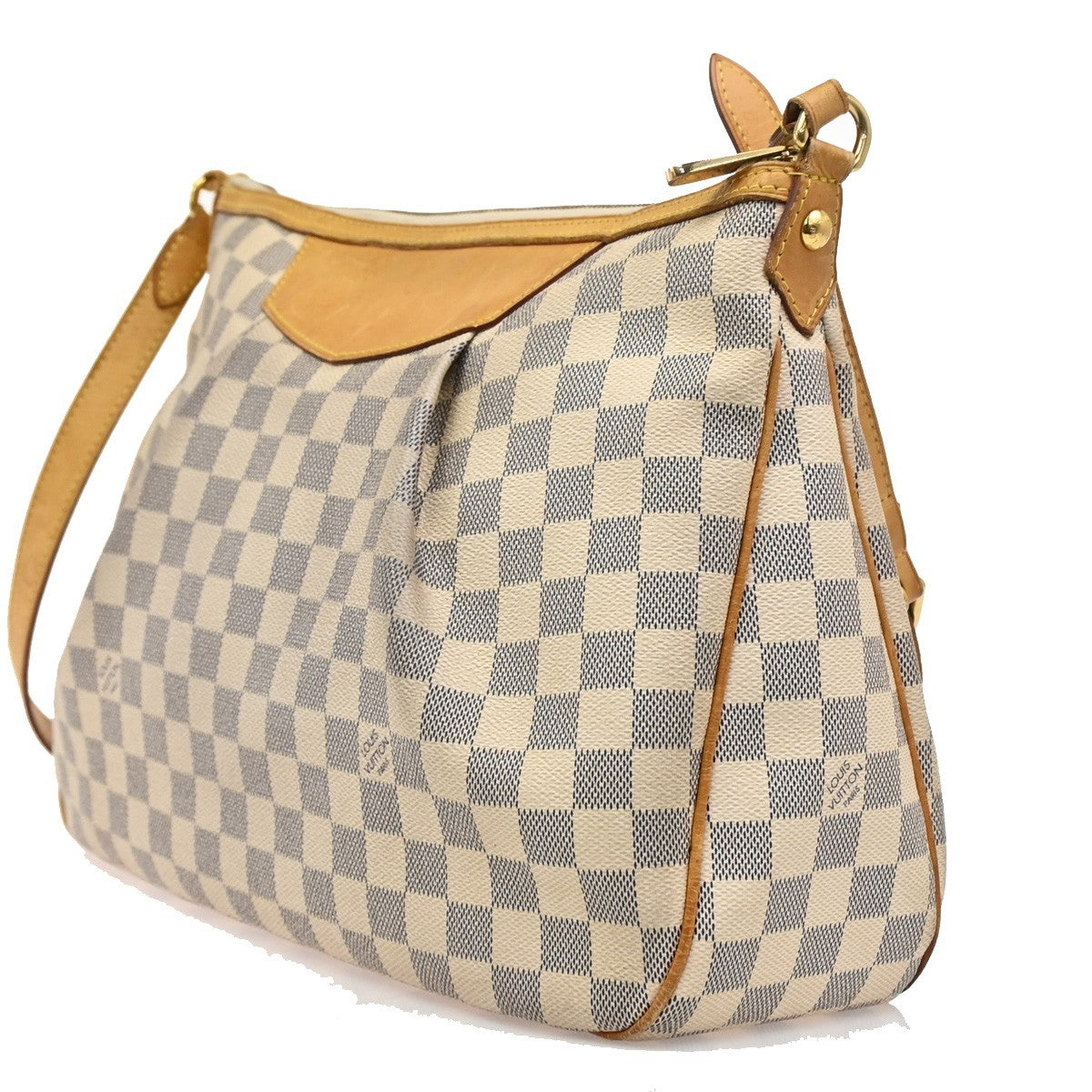 LOUIS VUITTON Siracusa MM Shoulder Bag Damier Azur Leather White N41112 77DA086