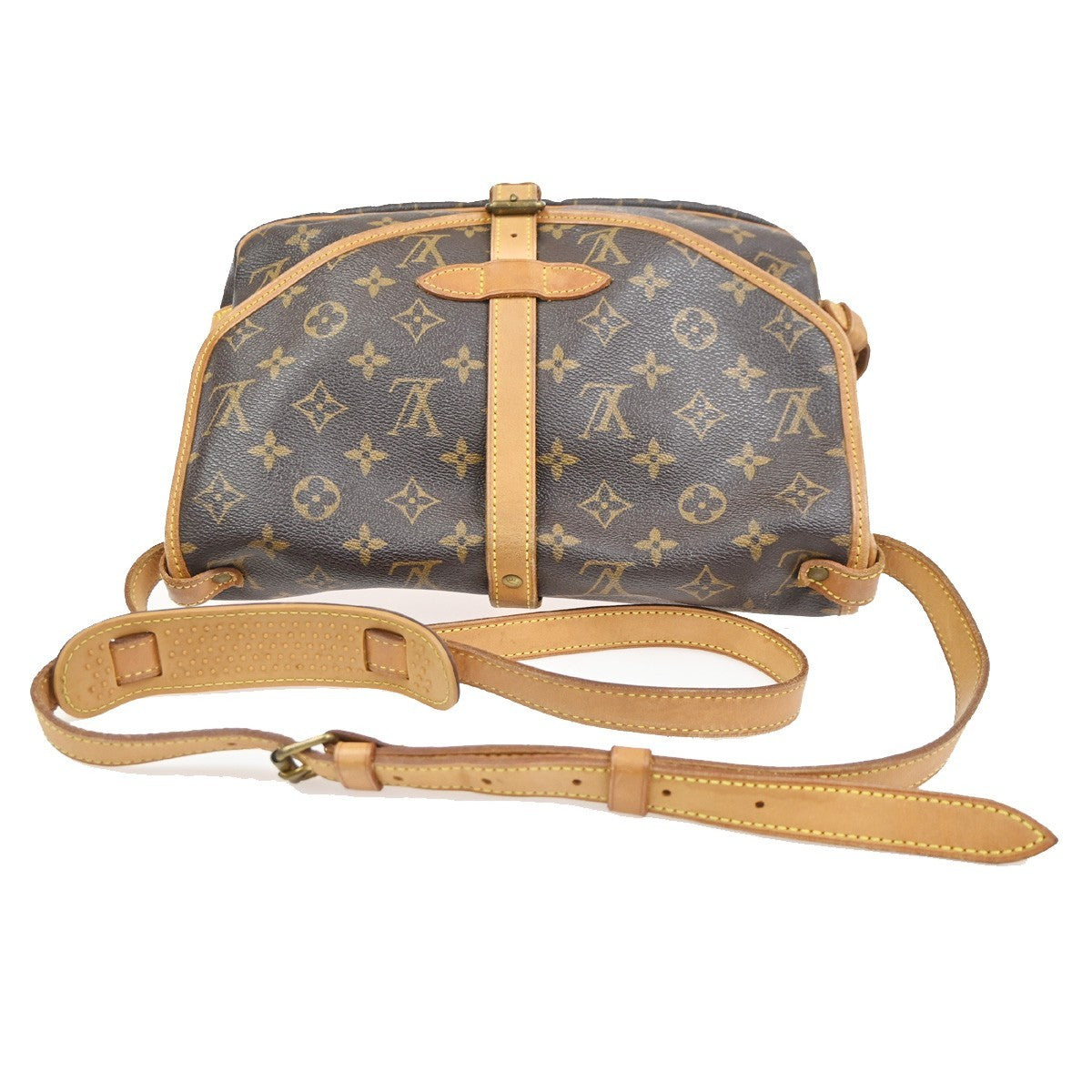 LOUIS VUITTON Logo Saumur 30 Shoulder Bag Monogram Leather Brown M42256 10CA776