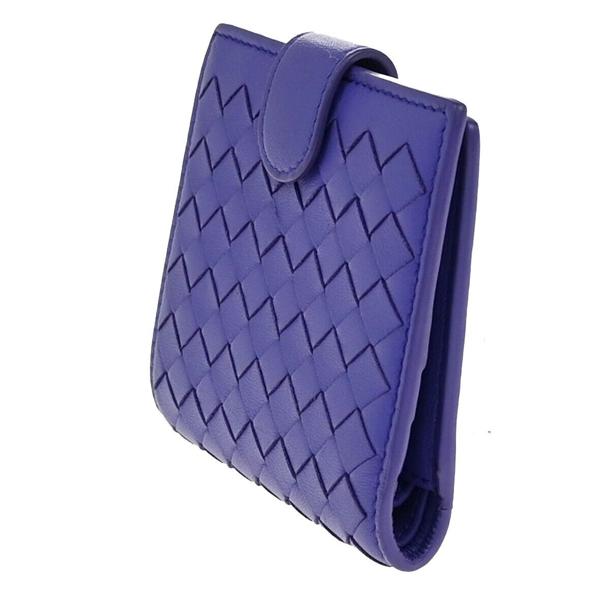 BOTTEGA VENETA Logo Intrecciato Bifold Compact Wallet Leather Purple 62EE110