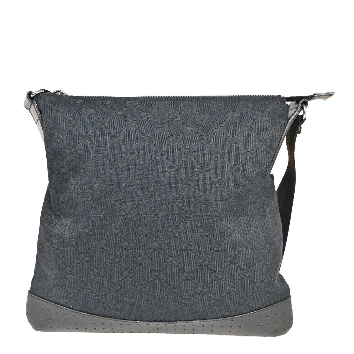 GUCCI Logo GG Pattern Cross Body Shoulder Bag Canvas Leather Black Italy 31EA573