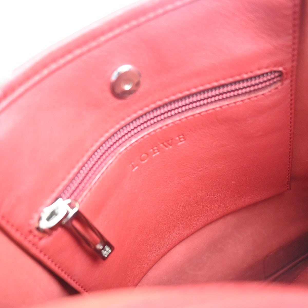 LOEWE Logo Anagram Crossbody Shoulder Bag Suede Leather Red SHW Spain 34KD045
