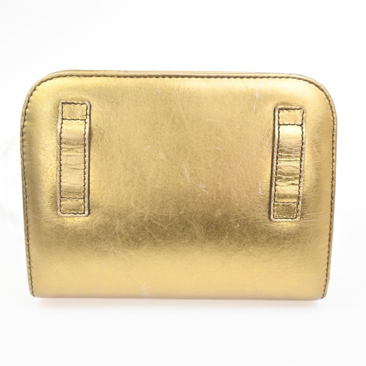 SALVATORE FERRAGAMO Logo Gancini Shoulder Bag Leather Gold GHW Italy 62MA277