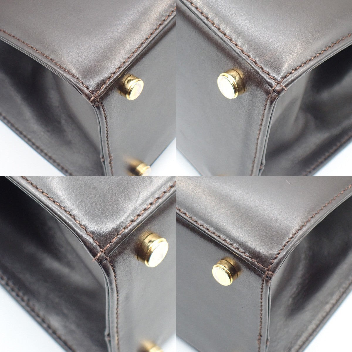 SALVATORE FERRAGAMO Logo Vara 2Way Hand Bag Canvas Leather Brown Gold 33AA167