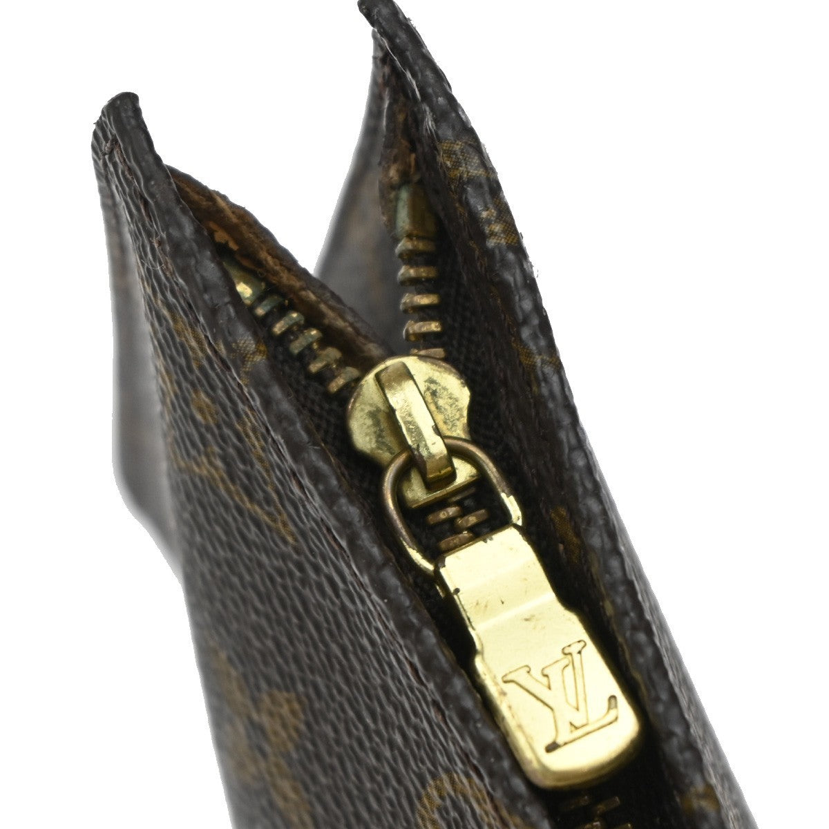 LOUIS VUITTON Logo BUCKET GM Pouch Bag Monogram Leather Brown France 05EG170