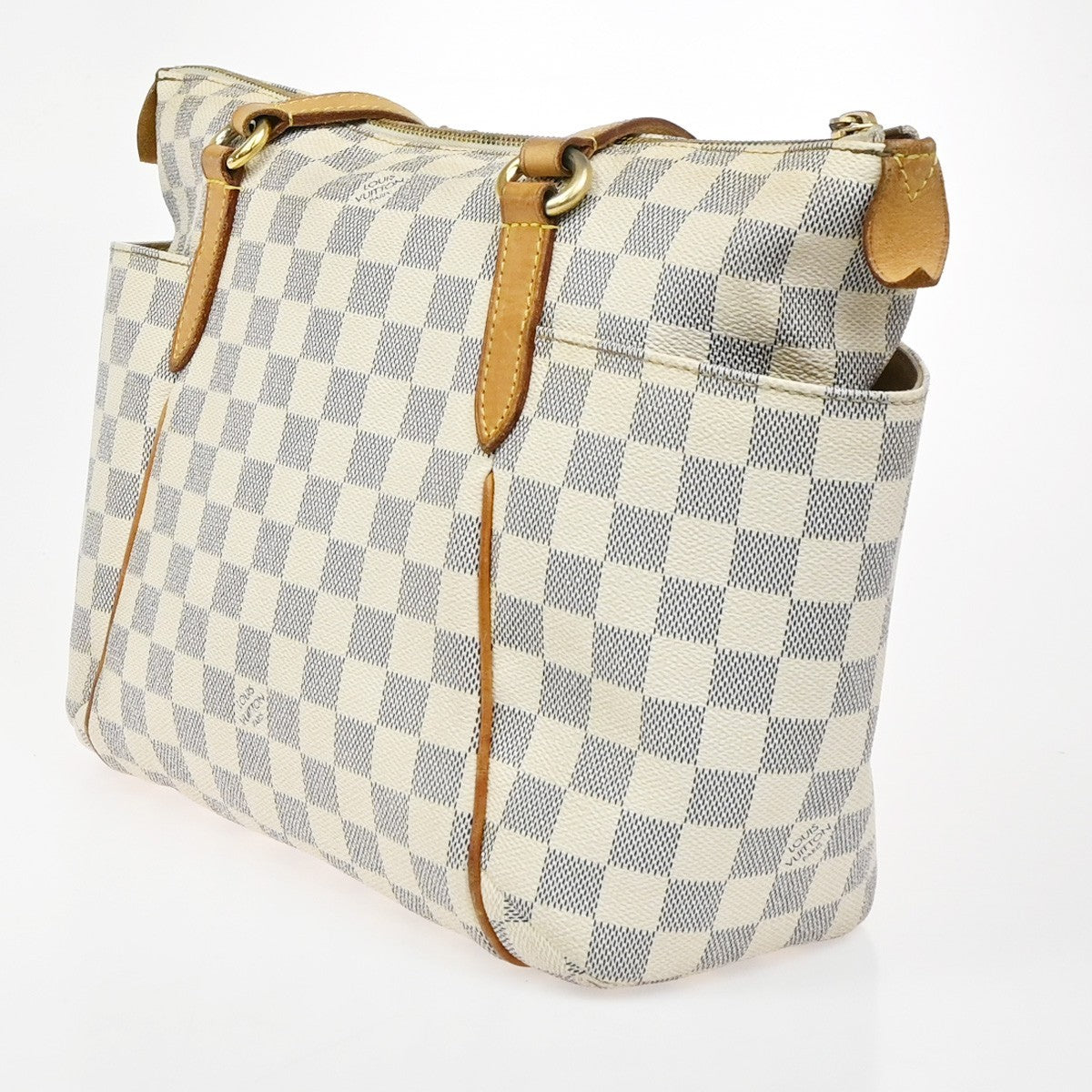 LOUIS VUITTON Totally PM Shoulder Bag Damier Azur Leather White N51261 72ZA257