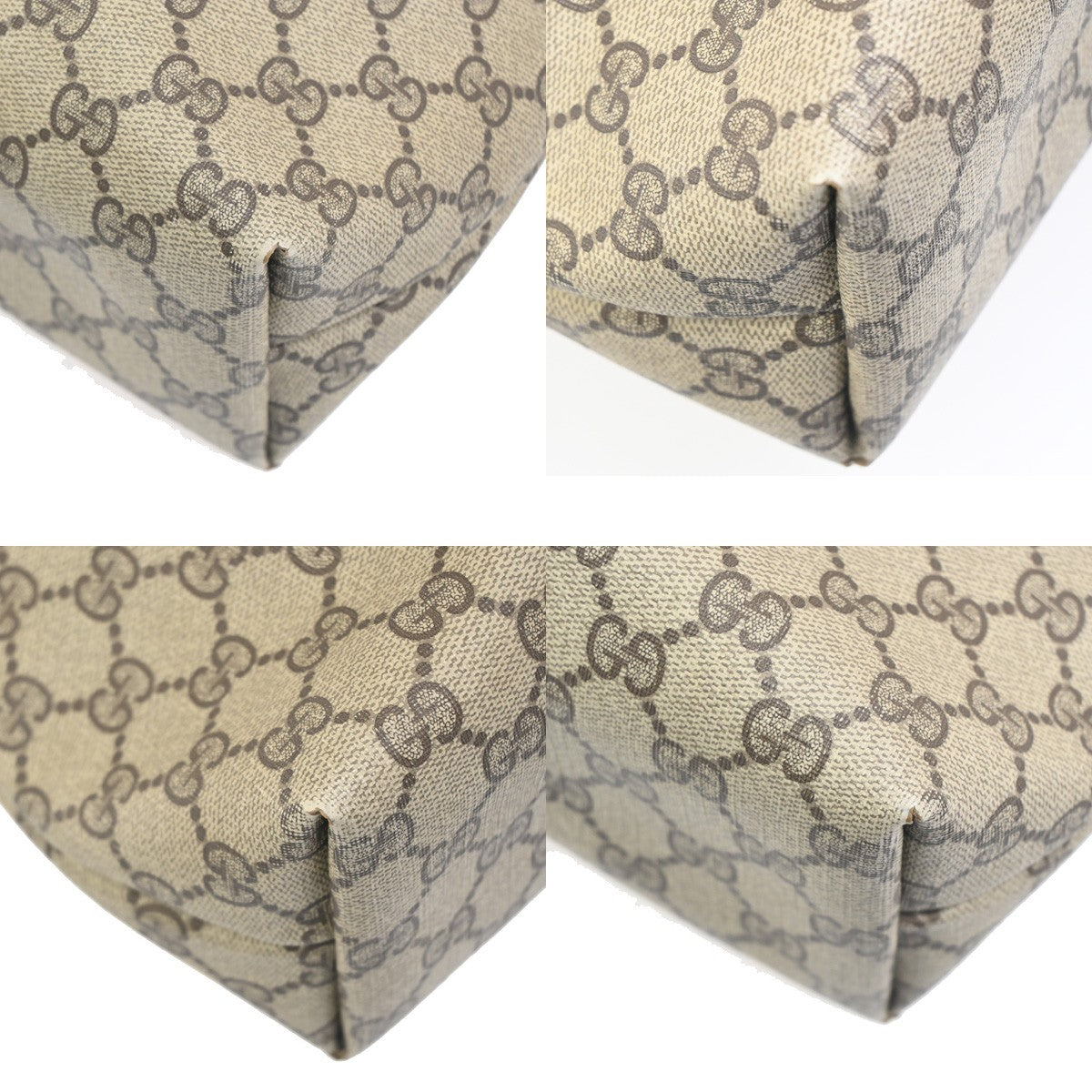 GUCCI GG Pattern Sherry Shoulder Tote Bag PVC Leather Beige Italy 66CA751