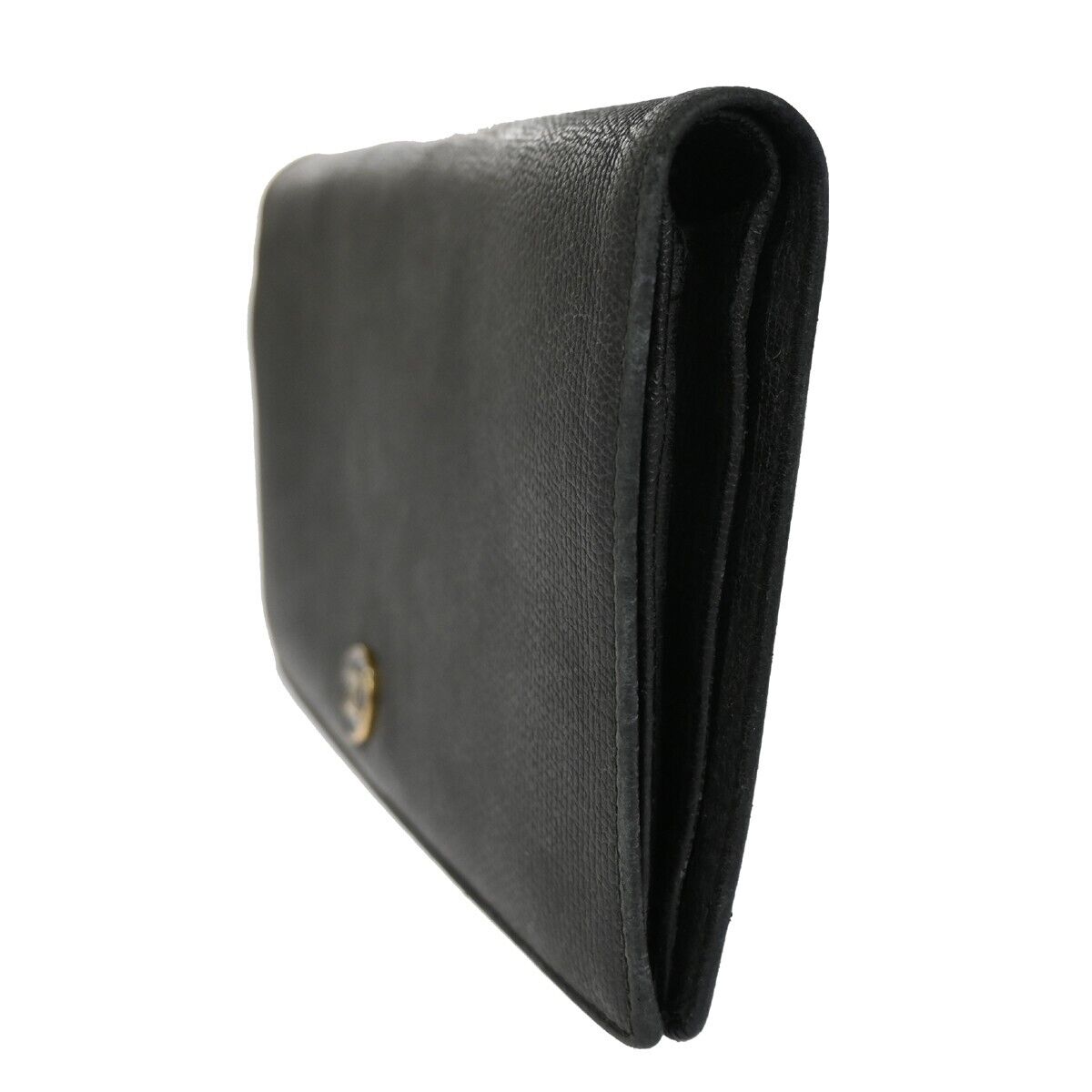 CHANEL CC Logo Long Bifold Wallet Purse Leather Black GHW Made in Spain 60EA118