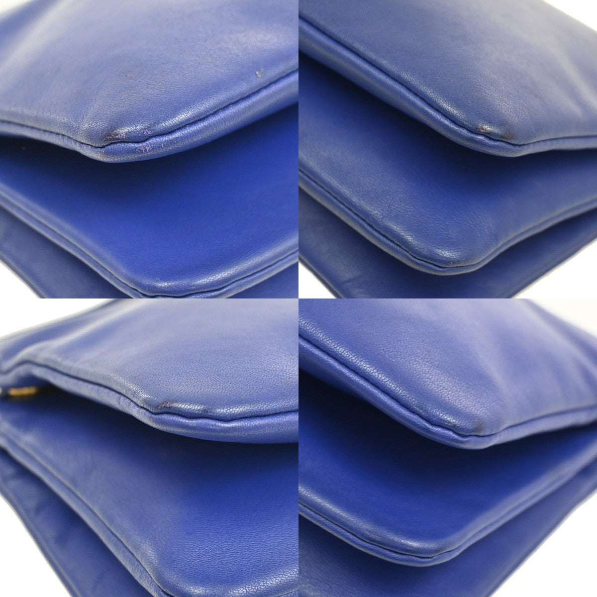 CELINE Logo Trio Crossbody Shoulder Bag Leather Blue Italy 80CA959