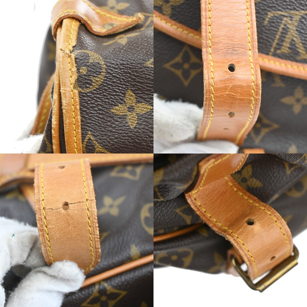 LOUIS VUITTON Logo Saumur 43 Shoulder Bag Monogram Leather Brown M42252 98MA210