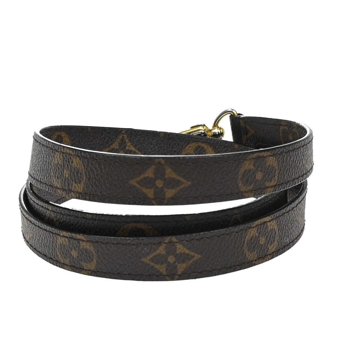 LOUIS VUITTON Shoulder Strap Monogram Leather Brown Gold Bag Accessory 36KP196