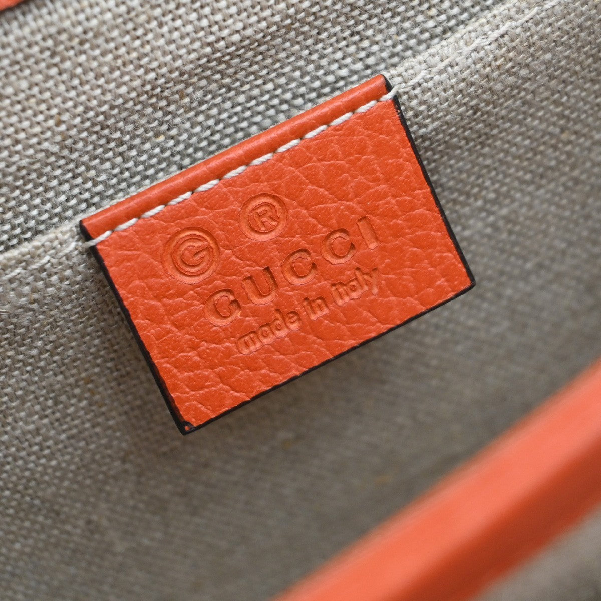 GUCCI Logo Interlocking G Chain Mini Shoulder Bag Leather Orange GHW 58KP125