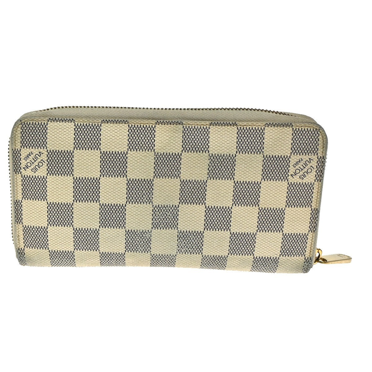 LOUIS VUITTON Zippy Long Wallet Damier Azur Leather White Spain N60019 67KD007