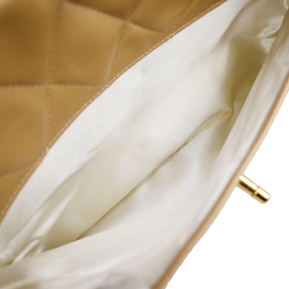 CHANEL CC Logo Matelasse Fringe Shoulder Bag Leather Beige GHW Vintage 617RH359