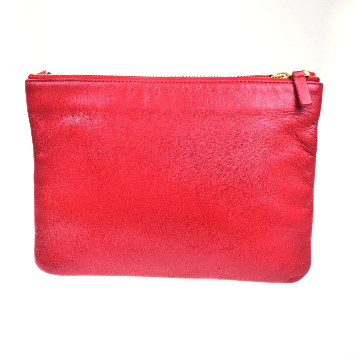 CELINE Logo Trio Small Crossbody Shoulder Bag Leather Red Italy GHW 32MA305