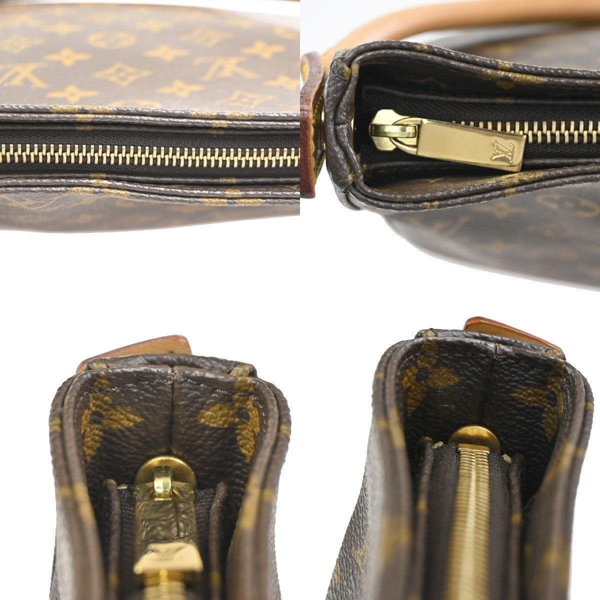 LOUIS VUITTON Logo Looping GM Shoulder Bag Monogram Leather Brown M51145 12KC962