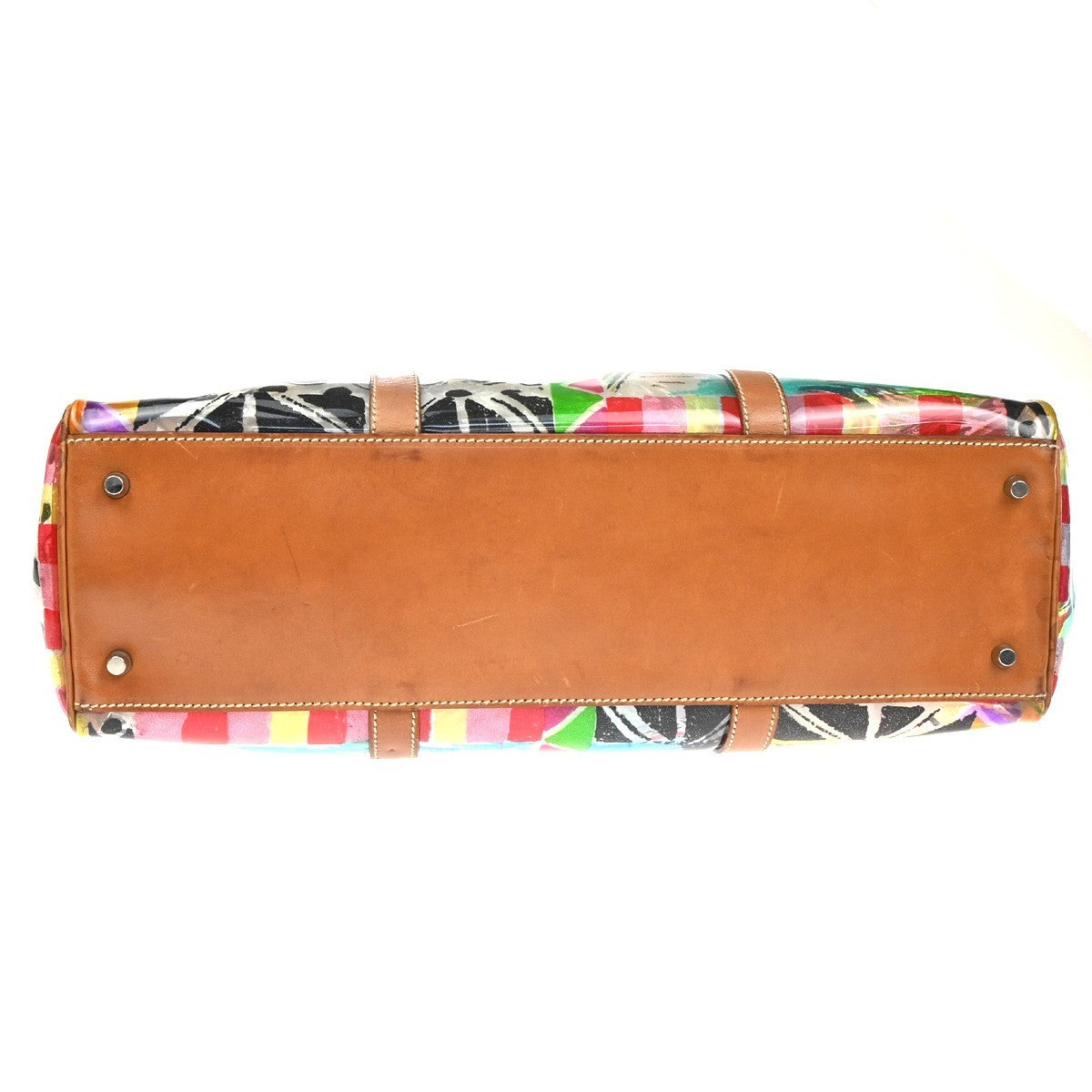 7.Live PRADA Venetian Print Shoulder Tote Bag Vinyl Leather Brown Italy 37KD059