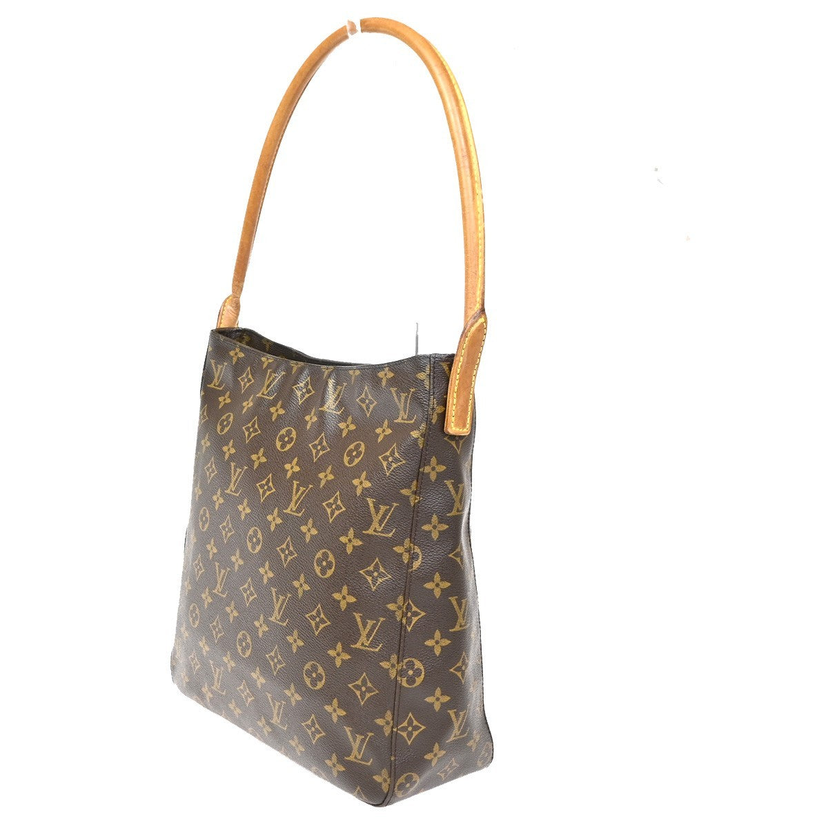 LOUIS VUITTON Logo Looping GM Shoulder Bag Monogram Leather Brown M51145 86ZA095