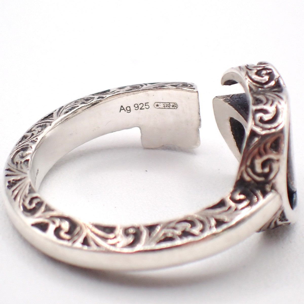 GUCCI GG Logo Ring  Size JP 15 US 7.5 Silver 925 Accessories 61LC628