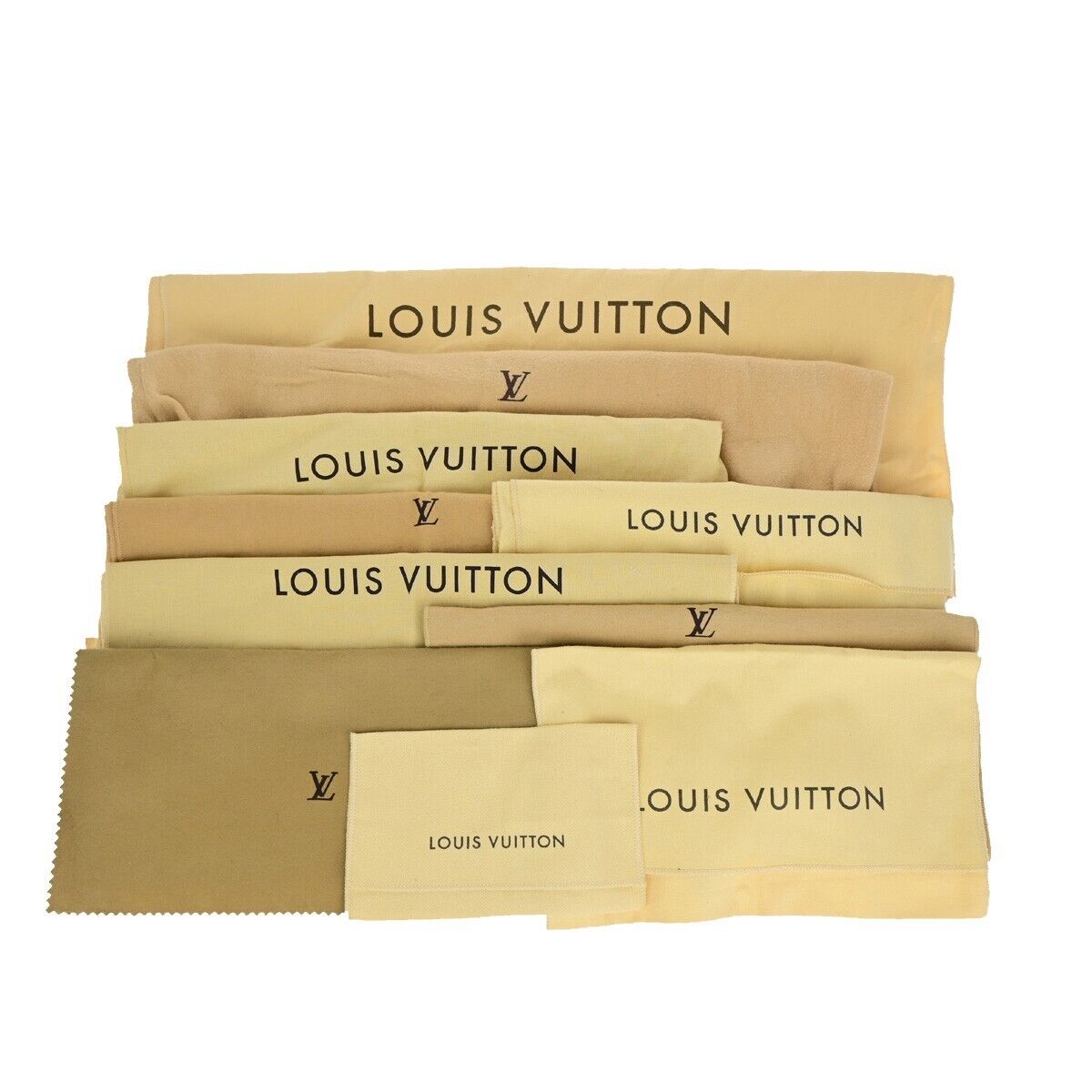 LOUIS VUITTON Logo 10 Set Dust Bag Drawstring Canvas Cotton Beige Brown 09EB819