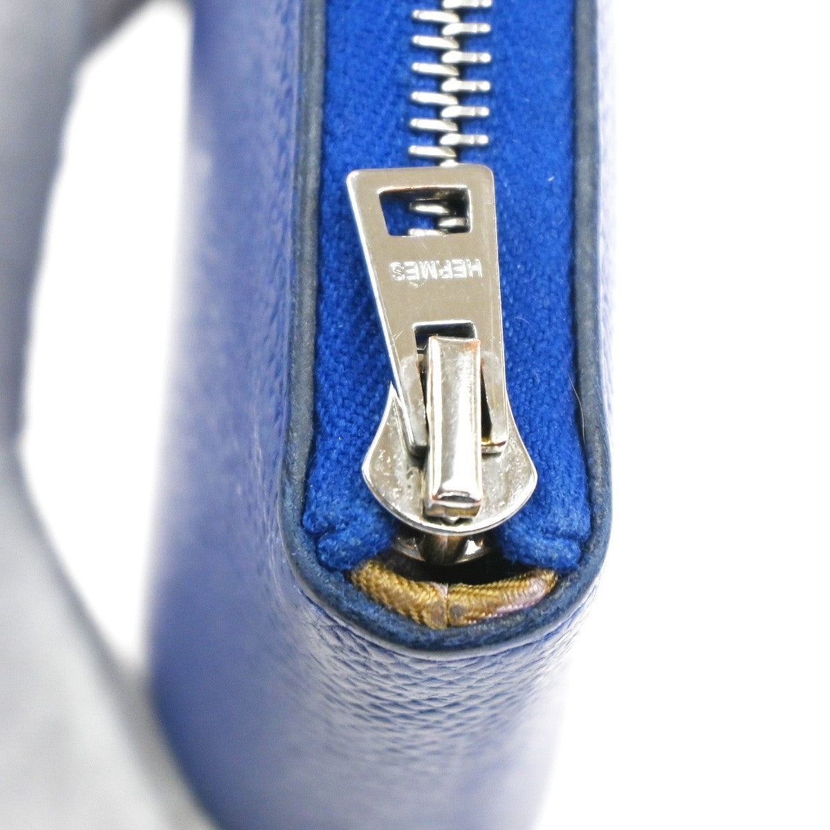 HERMES Azap Silk In Zip Around Long Wallet Epsom Leather Blue SHW France 38RL950